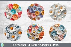3D Paper Daisy Flowers Round Coaster | Bundle Coaster Design Product Image 2