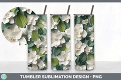 3D Paper Gardenia Flowers Tumbler | Sublimation 20 oz Skinny Product Image 2