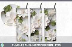 3D Paper Gardenia Flowers Tumbler | Sublimation 20 oz Skinny Product Image 3