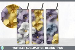 3D Paper Pansy Flowers Tumbler | Bundle 20 oz Skinny Tumbler Product Image 2