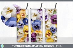 3D Paper Pansy Flowers Tumbler | Bundle 20 oz Skinny Tumbler Product Image 3
