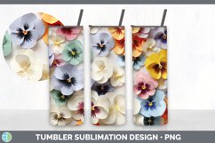 3D Paper Pansy Flowers Tumbler | Bundle 20 oz Skinny Tumbler Product Image 4