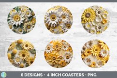 3D Paper Sunflower Flowers Round Coaster | Bundle Coaster De Product Image 2