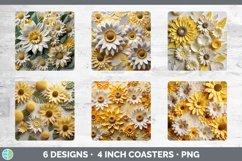3D Paper Sunflower Flowers Square Coaster | Bundle Coaster D Product Image 2