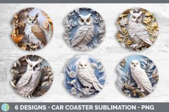 3D Paper Owl Bird Car Coaster | Sublimation Coaster Designs Product Image 2
