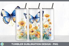 Watercolor Floral Butterflies Tumbler | Sublimation 20 oz Product Image 3