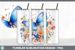 Watercolor Floral Butterflies Tumbler | Sublimation 20 oz Product Image 4