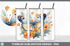Watercolor Floral Butterflies Tumbler | Sublimation 20 oz Product Image 6