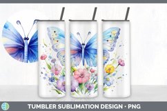Watercolor Floral Butterflies Tumbler | Sublimation 20 oz Product Image 7
