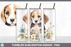 Watercolor Beagle Dog Tumbler | Sublimation 20 oz Skinny Tum Product Image 2