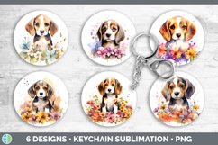 Watercolor Beagle Dog Keychain | Sublimation Keyring Designs Product Image 2