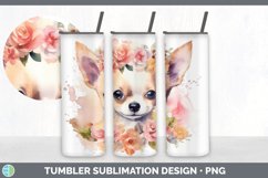 Watercolor Chihuahua Dog Tumbler | Sublimation 20 oz Skinny Product Image 2