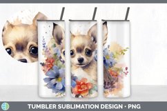 Watercolor Chihuahua Dog Tumbler | Sublimation 20 oz Skinny Product Image 4