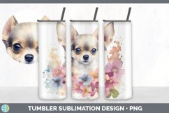 Watercolor Chihuahua Dog Tumbler | Sublimation 20 oz Skinny Product Image 5