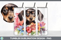 Watercolor Dachshund Dog Tumbler | Sublimation 20 oz Skinny Product Image 3