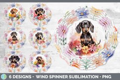 Watercolor Floral Dogs Wind Spinner Mega Bundle Sublimation Product Image 8