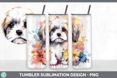 Watercolor Lhasa Apso Dog Tumbler | Sublimation 20 oz Skinny Product Image 2