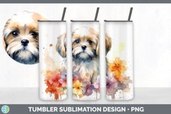 Watercolor Lhasa Apso Dog Tumbler | Sublimation 20 oz Skinny Product Image 3