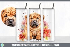 Watercolor Shar Pei Dog Tumbler | Sublimation 20 oz Skinny T Product Image 2