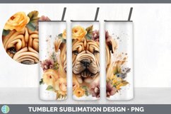 Watercolor Shar Pei Dog Tumbler | Sublimation 20 oz Skinny T Product Image 3