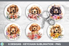 Watercolor Spaniel Dog Keychain | Sublimation Keyring Design Product Image 2