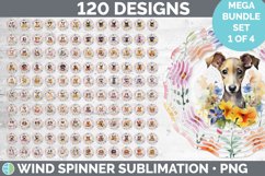 Watercolor Floral Dogs Wind Spinner Mega Bundle Sublimation Product Image 1