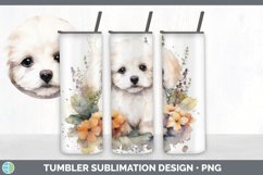 Watercolor Bichon Frise Dog Tumbler | Sublimation 20 oz Skin Product Image 3