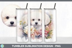 Watercolor Bichon Frise Dog Tumbler | Sublimation 20 oz Skin Product Image 5