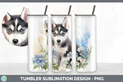 Watercolor Husky Dog Tumbler | Sublimation 20 oz Skinny Tumb Product Image 3