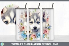 Watercolor Husky Dog Tumbler | Sublimation 20 oz Skinny Tumb Product Image 5