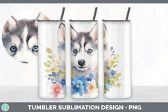 Watercolor Husky Dog Tumbler | Sublimation 20 oz Skinny Tumb Product Image 6