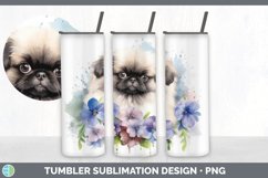 Watercolor Pekingese Dog Tumbler | Sublimation 20 oz Skinny Product Image 3