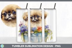 Watercolor Pekingese Dog Tumbler | Sublimation 20 oz Skinny Product Image 5
