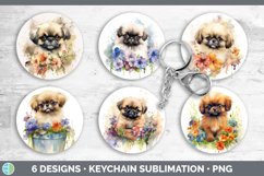 Watercolor Pekingese Dog Keychain | Sublimation Keyring Desi Product Image 2