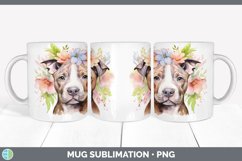 Watercolor Pit Bull Dog Mug Wrap | Sublimation Coffee Cup De Product Image 2