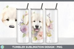 Watercolor Great Pyrenees Dog Tumbler | Sublimation 20 oz Sk Product Image 2