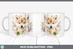Watercolor Shiba Inu Dog Mug Wrap | Sublimation Coffee Cup D Product Image 1