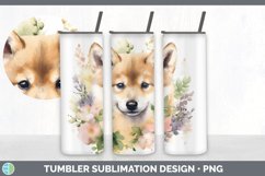 Watercolor Shiba Inu Dog Tumbler | Sublimation 20 oz Skinny Product Image 2