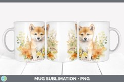 Watercolor Shiba Inu Dog Mug Wrap | Sublimation Coffee Cup D Product Image 4