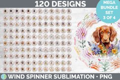 Watercolor Floral Dogs Wind Spinner Mega Bundle Sublimation Product Image 1