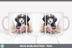 Watercolor Bernedoodle Dog Mug Wrap | Sublimation Coffee Cup Product Image 2
