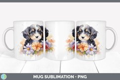Watercolor Bernedoodle Dog Mug Wrap | Sublimation Coffee Cup Product Image 4