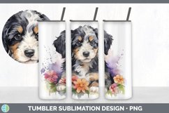 Watercolor Bernedoodle Dog Tumbler | Sublimation 20 oz Skinn Product Image 6