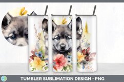 Watercolor Norwegian Elkhound Dog Tumbler | Sublimation 20 o Product Image 2