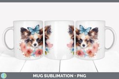 Watercolor Papillon Dog Mug Wrap | Sublimation Coffee Cup De Product Image 2