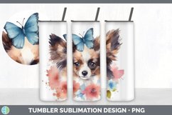 Watercolor Papillon Dog Tumbler | Sublimation 20 oz Skinny T Product Image 2