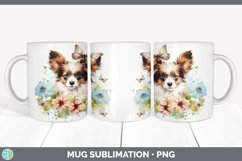 Watercolor Papillon Dog Mug Wrap | Sublimation Coffee Cup De Product Image 3