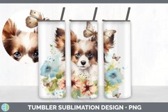 Watercolor Papillon Dog Tumbler | Sublimation 20 oz Skinny T Product Image 3