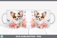 Watercolor Papillon Dog Mug Wrap | Sublimation Coffee Cup De Product Image 4