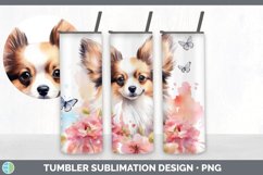 Watercolor Papillon Dog Tumbler | Sublimation 20 oz Skinny T Product Image 4